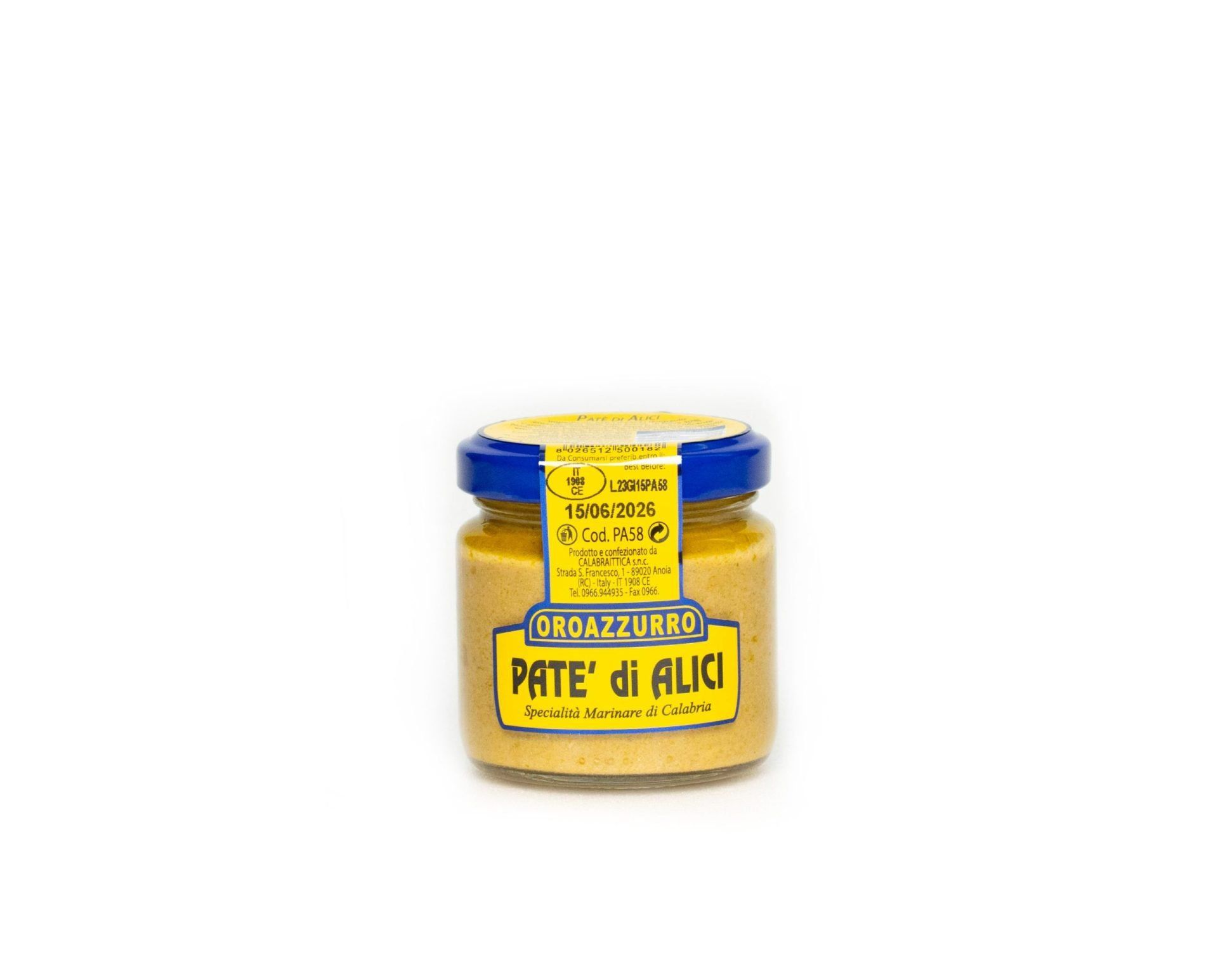 Patè di alici fresche con olio extravergine di oliva, carote e sedano, 85g