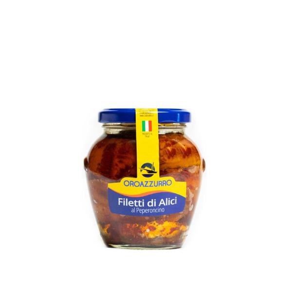 Filetto Reale, alici diliscate al peperoncino in olio extravergine di oliva