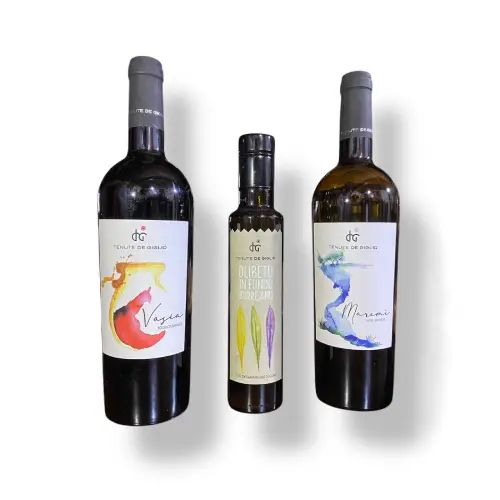 Box 2 bottiglie di vino Vasia e Maremè + Olio 250 ml