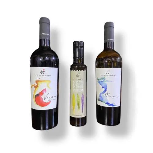 Box 2 bottiglie di vino Vasia e Maremè + Olio 250 ml